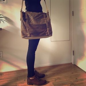 Leather and Cloth Satchel