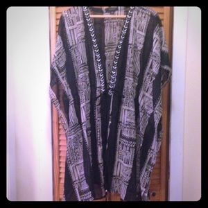 Black and Cream Beach Cover-Up Tunic Kimono