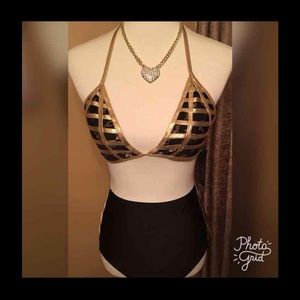 BRAND NEW BABY PHAT GOLD STRIPE BATHING SUIT XL