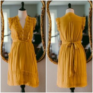 Anthropologie Golden Yellow Sleeveless Frock Dress