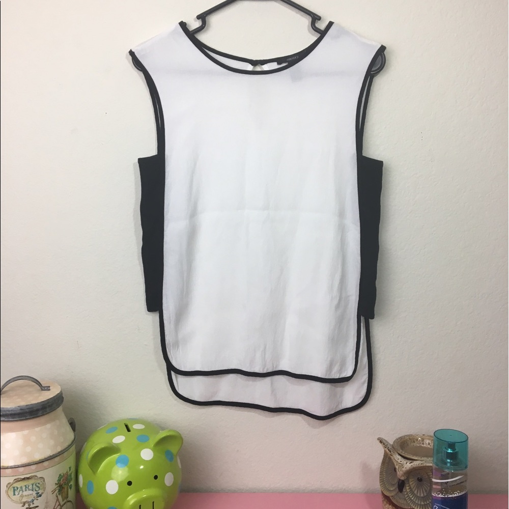 Forever 21 White Tank with black sides and lining