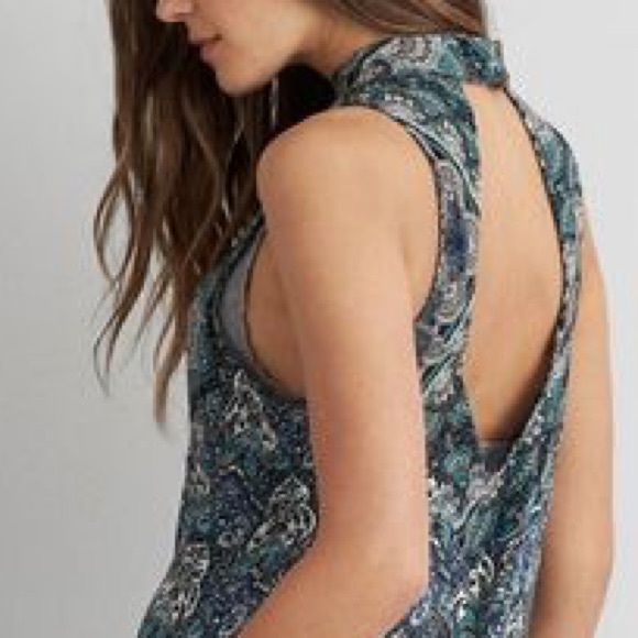 American Eagle Outfitters Dresses & Skirts - ⚡️SALE AEO mock neck blue keyhole back dress!
