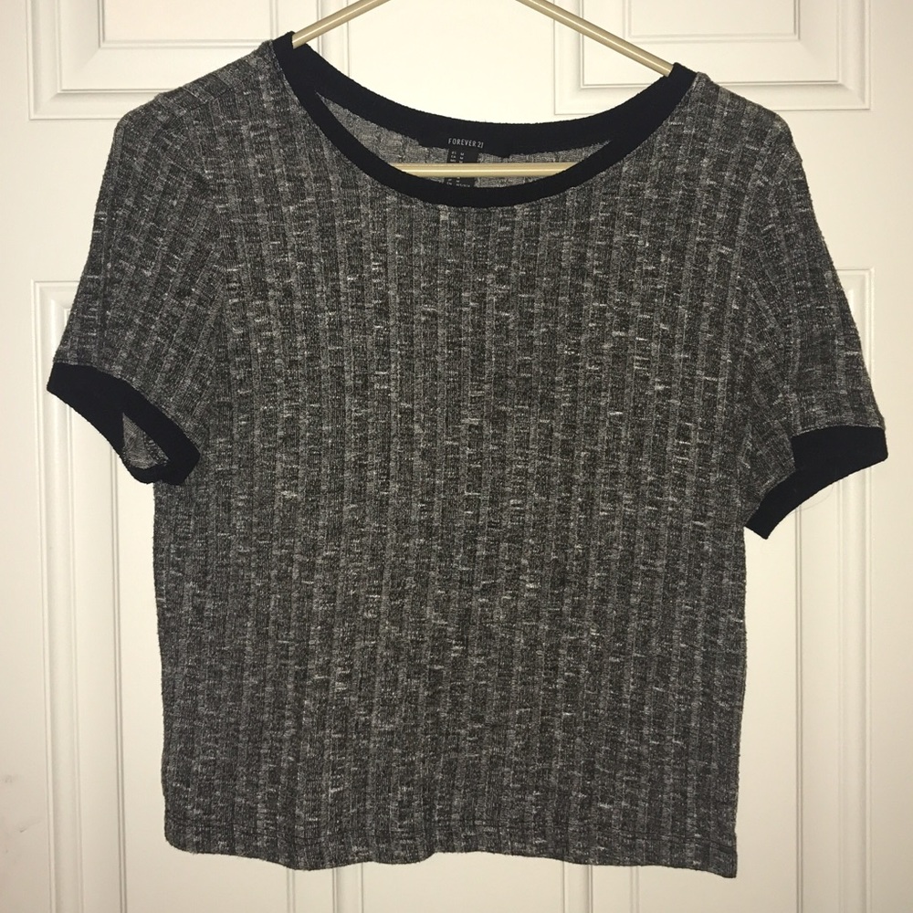 Gray and Black Top