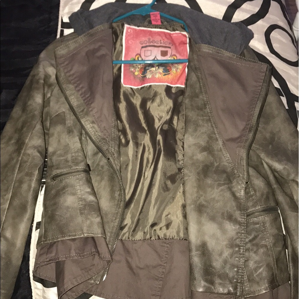 Olive Green jacket with hoodie