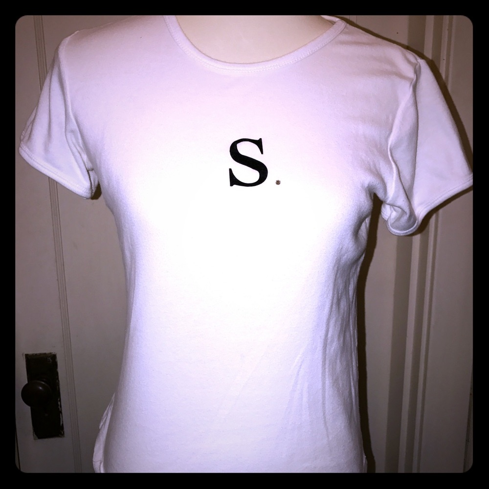 "S" Monogrammed T-Shirt with Cute, Tiny Crystal!⭐️