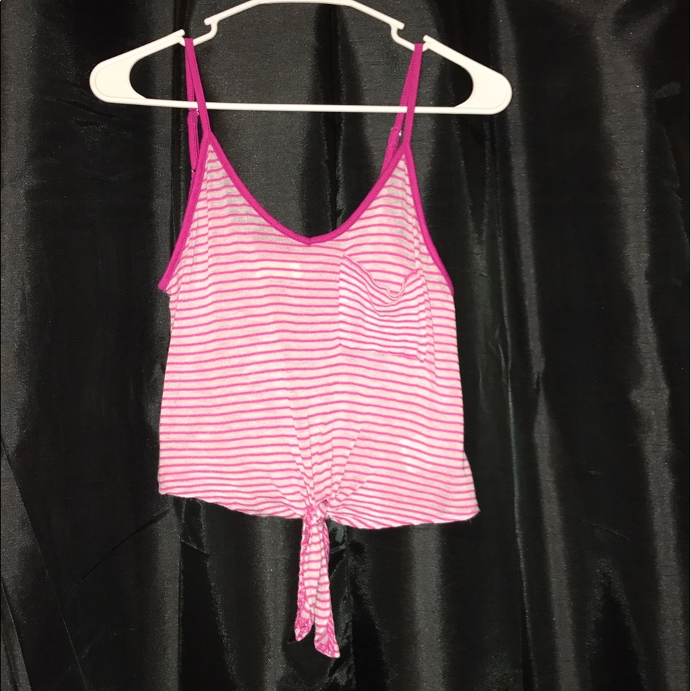 Pink and white striped crop top size Small