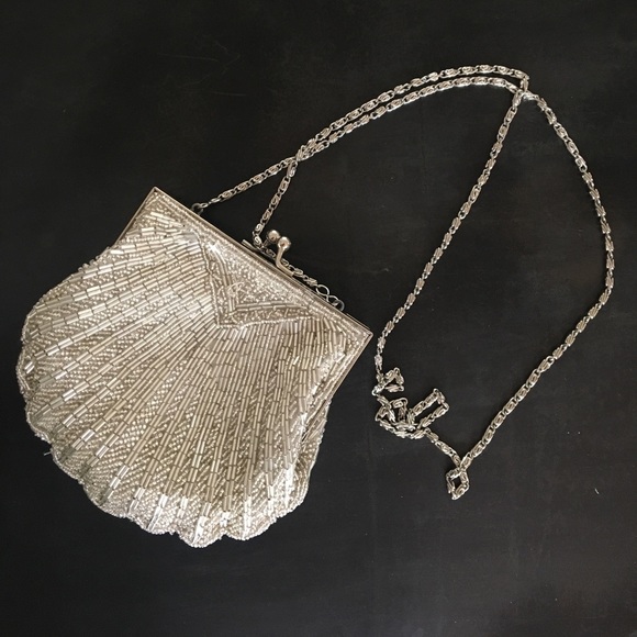 Apt. 9 Handbags - Silver Beaded Crossbody/Clutch