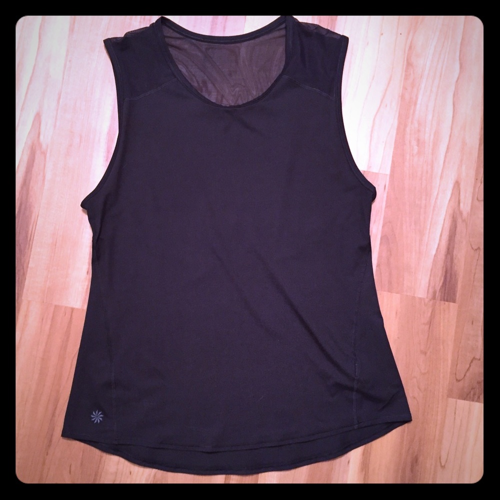 Athleta Black Top With Mesh, size small