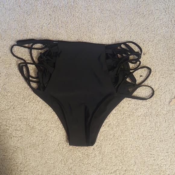 Women's Halter black  Print High Waisted Swimsuit - Picture 4 of 5