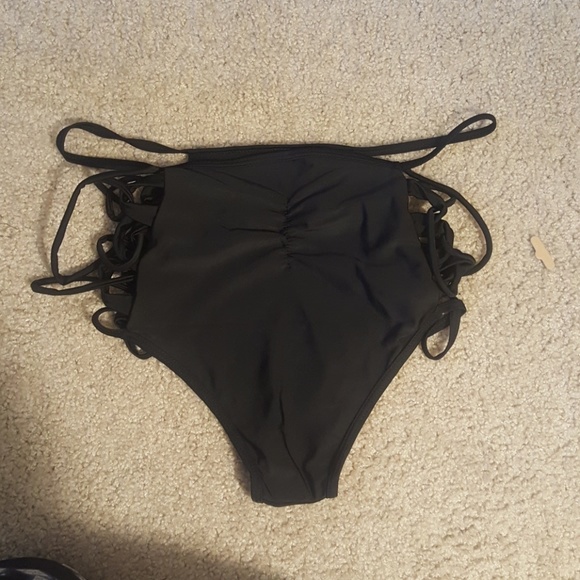 Women's Halter black  Print High Waisted Swimsuit - Picture 5 of 5