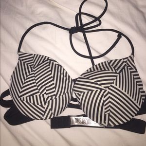 Black and white striped push up bikini top VS