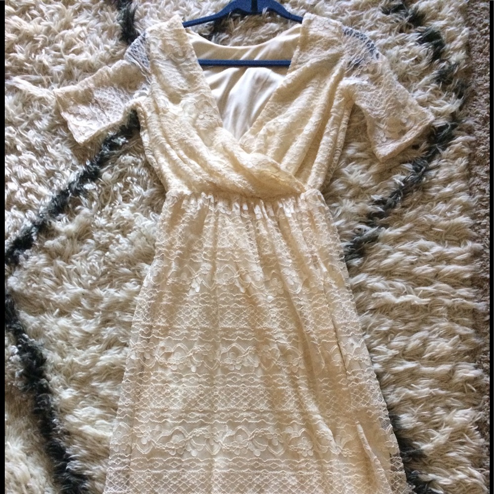 Asos lined lace midi dress size 2 with cross back