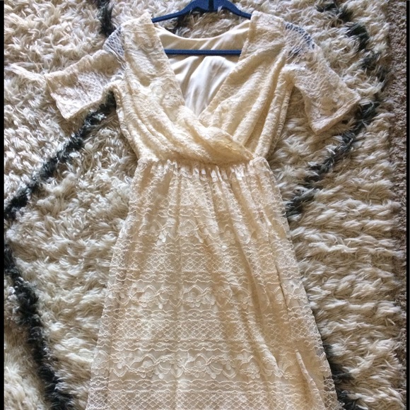 Asos lined lace midi dress size 2 with cross back - Picture 1 of 4