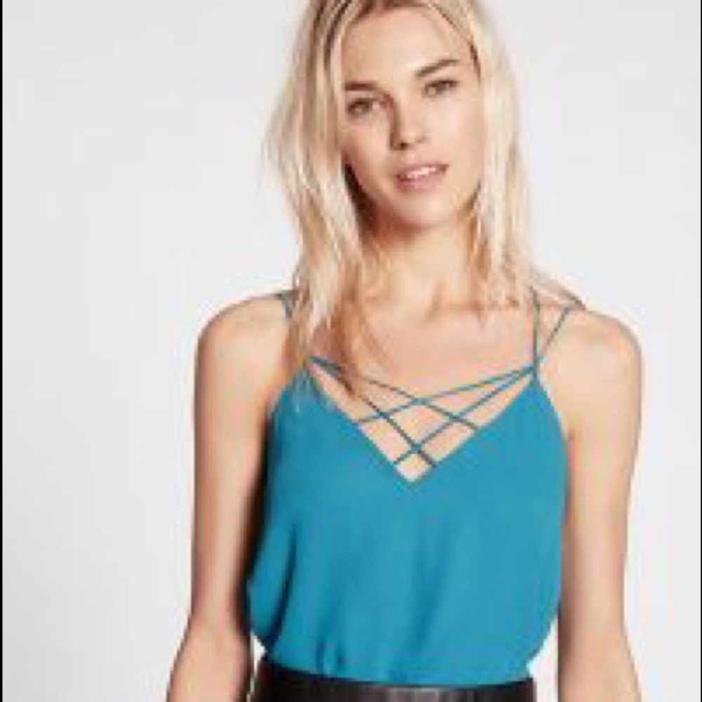 Express Strappy Crisscross Cami - Aqua S