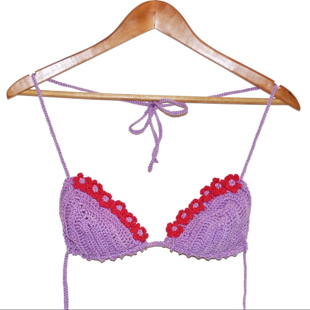 Grapefruit Loopery Cotton Crochet Bikini Top - Picture 2 of 2