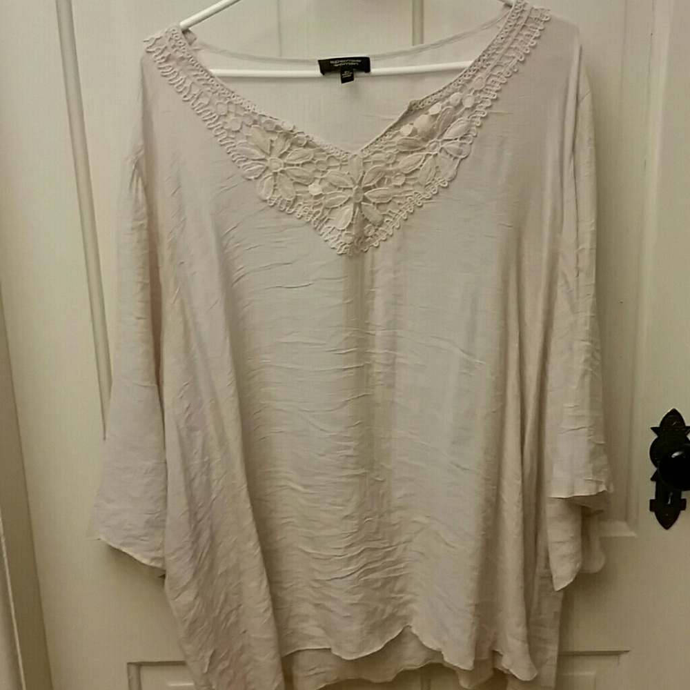 Top, embroidery detail at neck