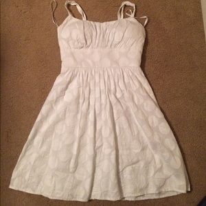 White on white polkadot dress