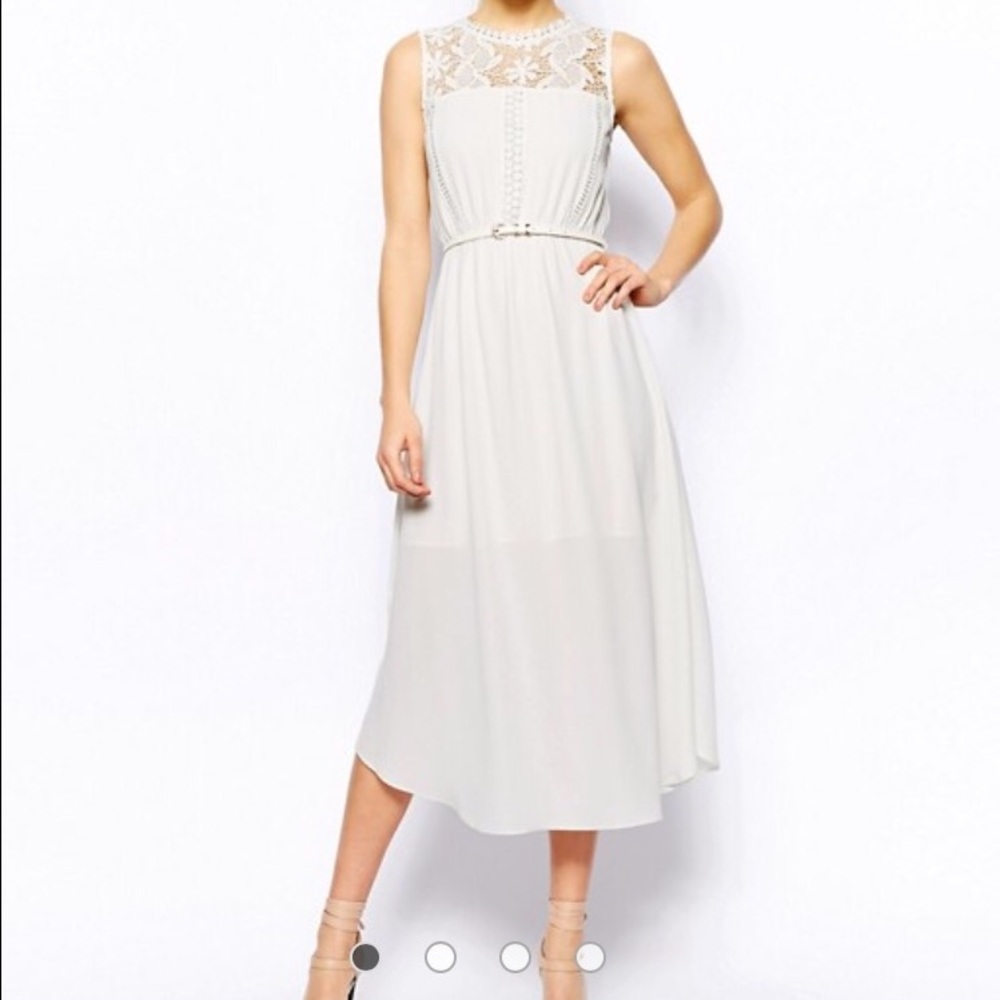 Asos Oasis Column Lace Midi Dress - Ivory