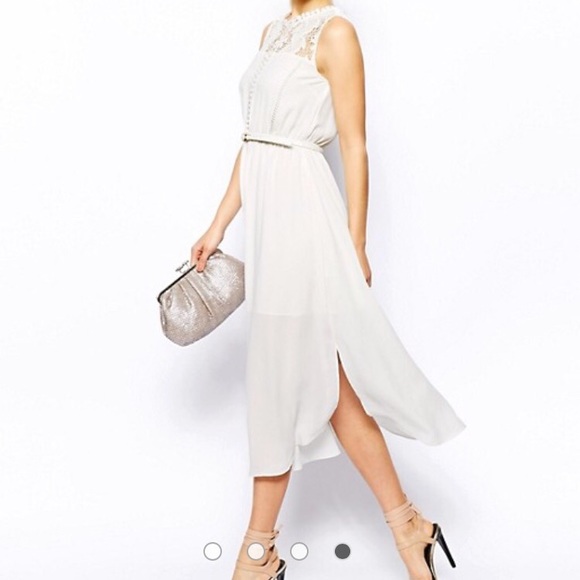 Asos Oasis Column Lace Midi Dress - Ivory - Picture 3 of 8