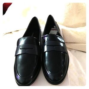 Celia Metallic Blue & Black Calvin Klein loafers