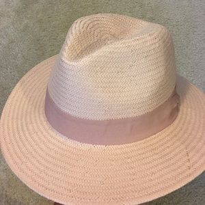 Blush Straw Fedora Style Hat