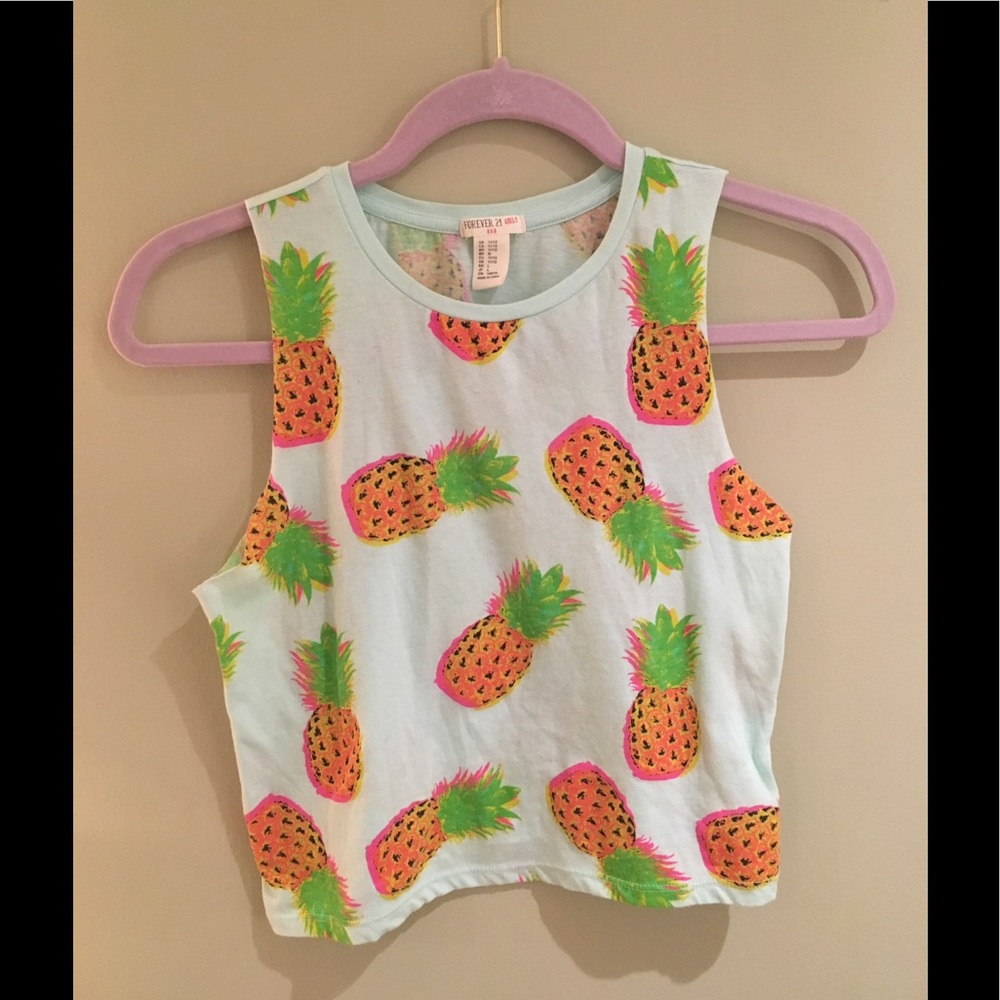Forever 21 Girls Pineapple Print Tank Top