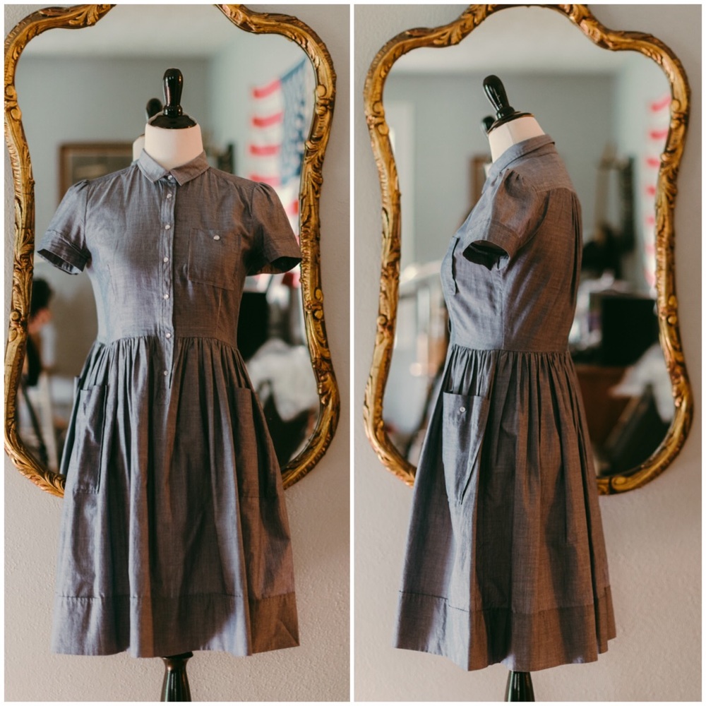 French Connection Cotton Chambray S/S Shirt Dress