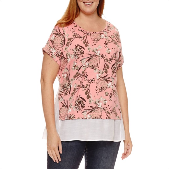 NEW St. John's Bay 1X Short Sleeve Top - Picture 8 of 8