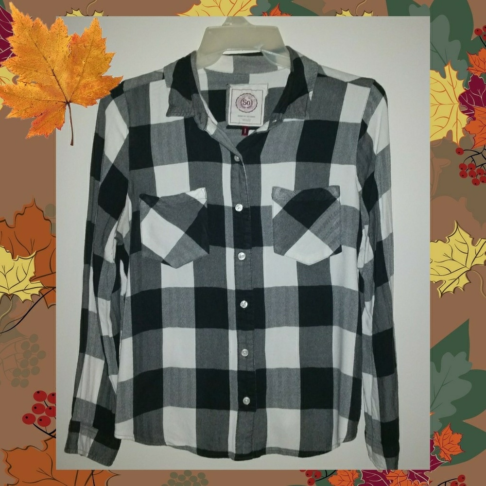 Black and white flannel shirt