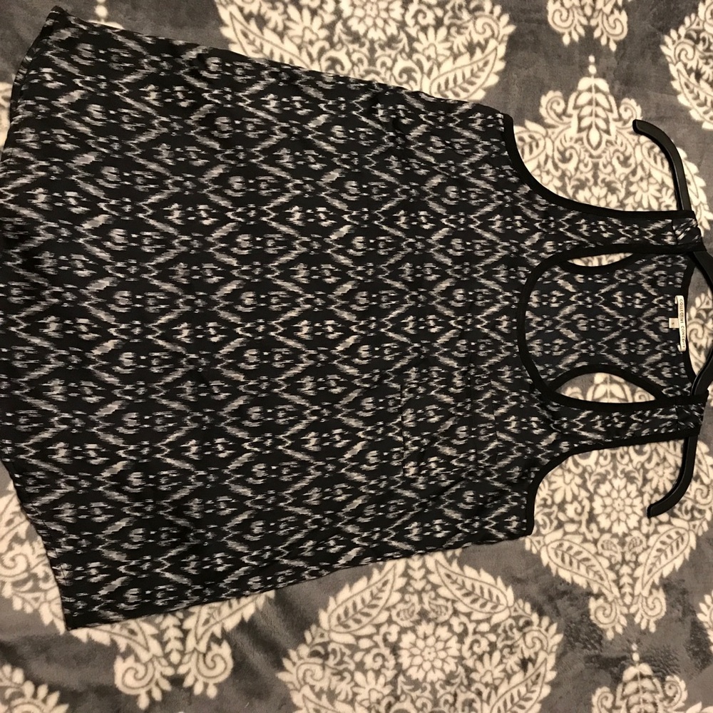 Black/white/gray ikat print satiny racerback sizeS