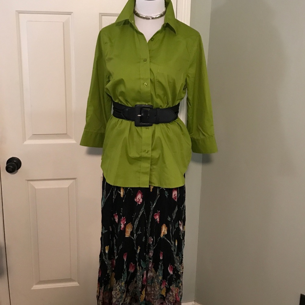Avocado Green Wrinkle Free Blouse Size Small