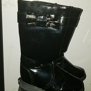 Black Patent leather Bow Boots