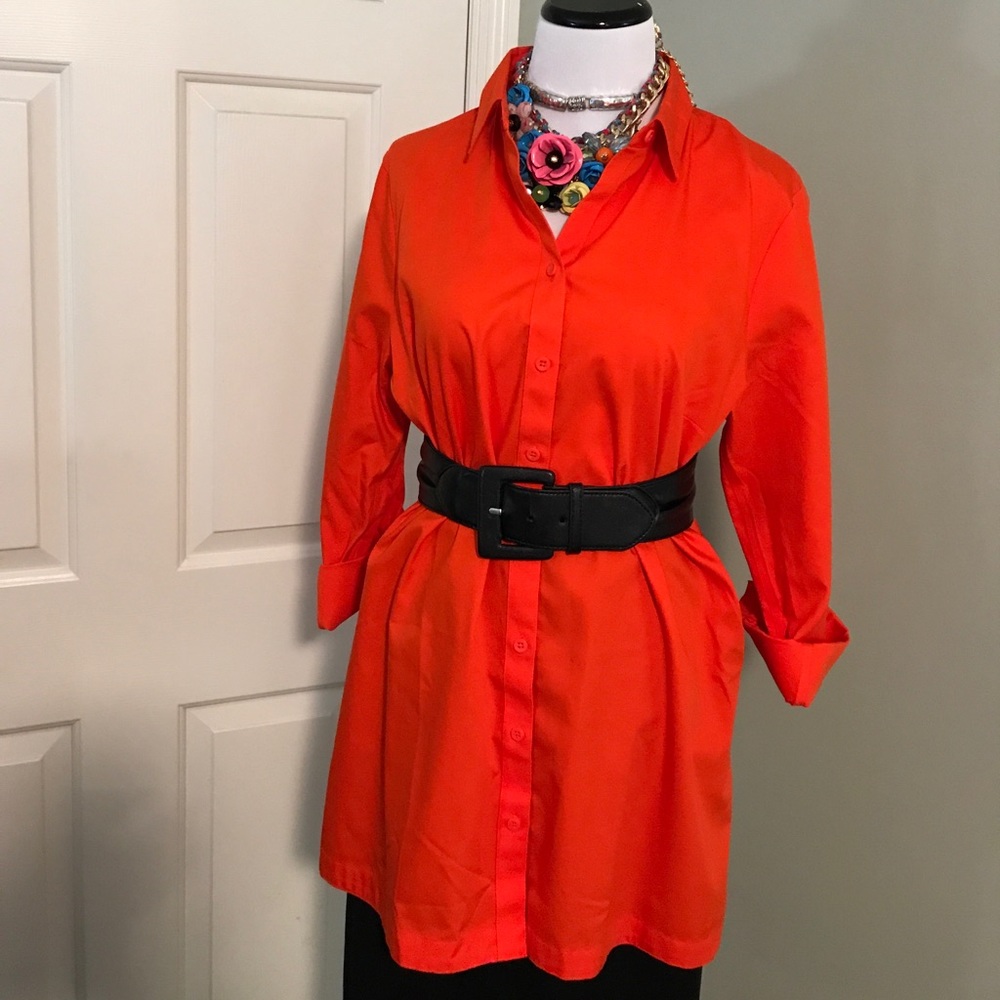 Coldwater Creek Orange Wrinkle-Free Tunic Sz Med.