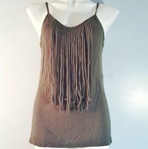 Olive Green Fringe Tank Top
