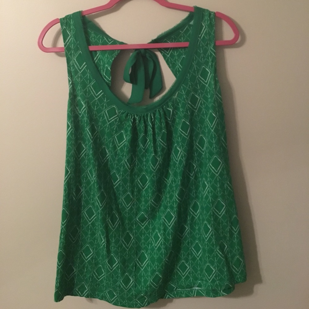 Green anthropologie tank with bow back