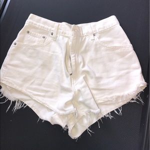 Levi's high waisted white jean shorts