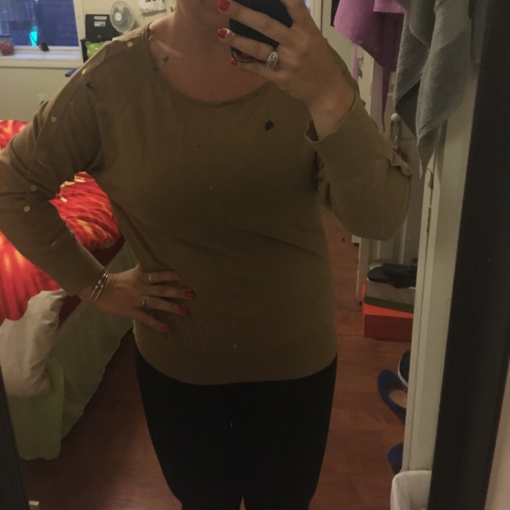 Micheal kors camel colored sweater with gold studs