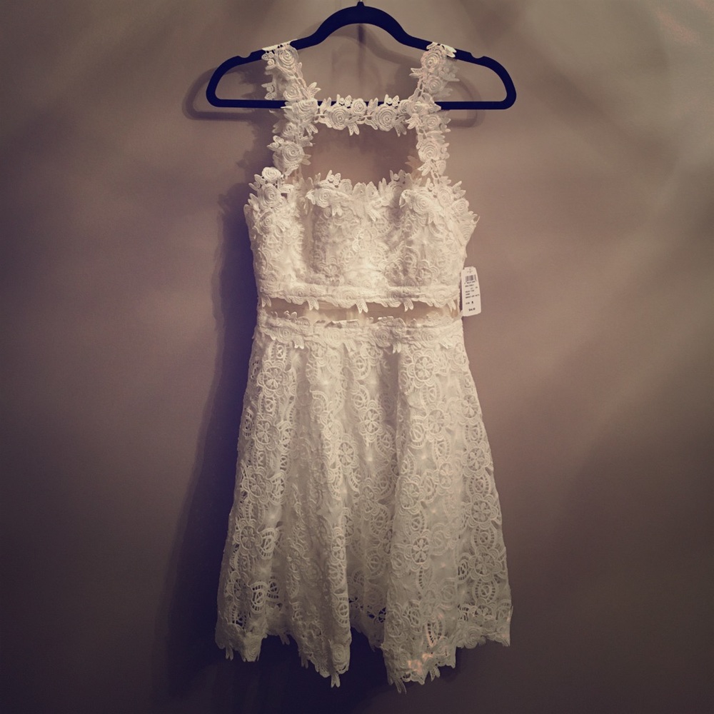 White Lace Mini Dress