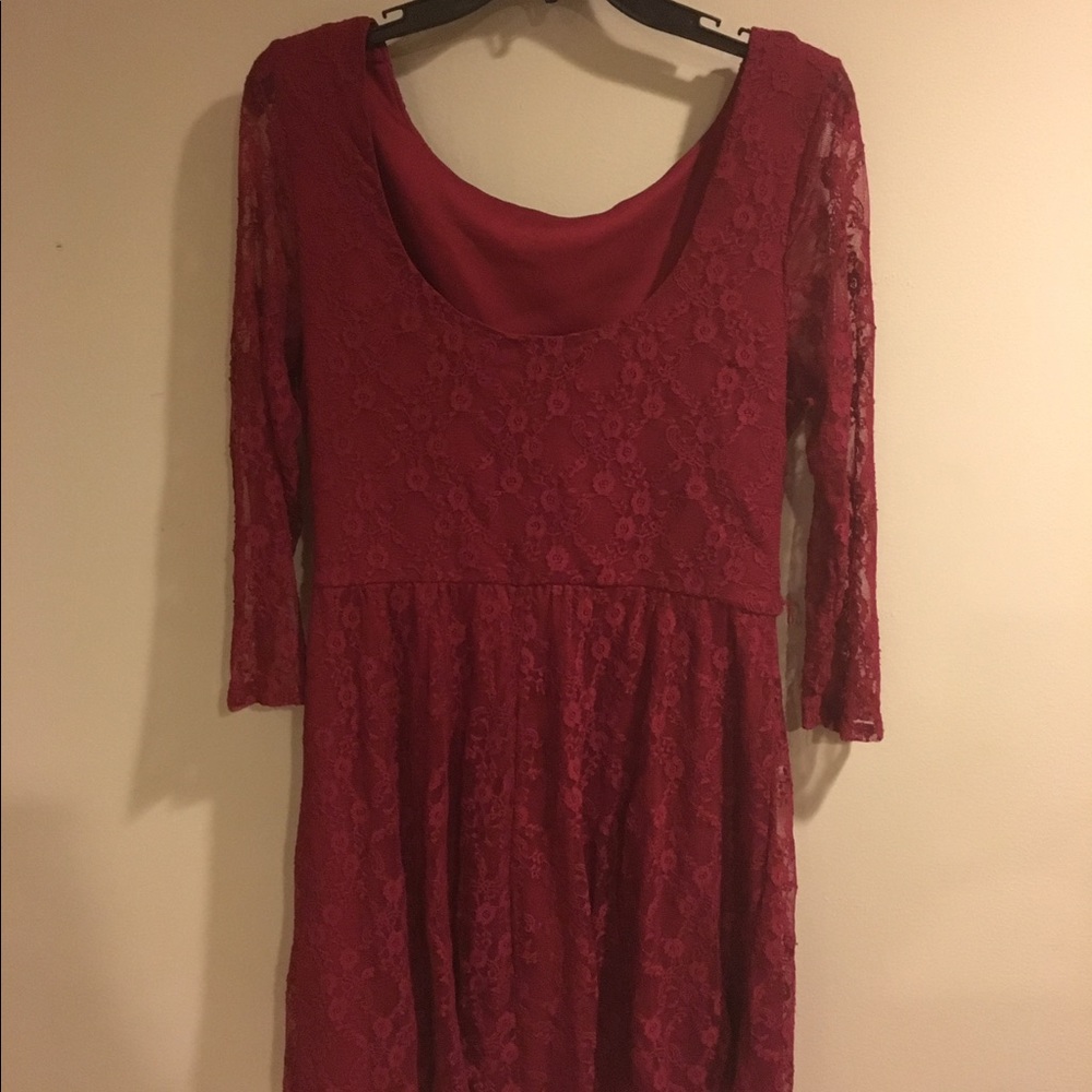 Red lace long sleeve dress