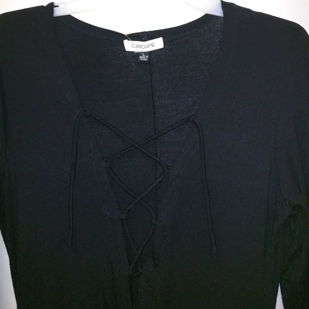Black lace up dress - Picture 2 of 3