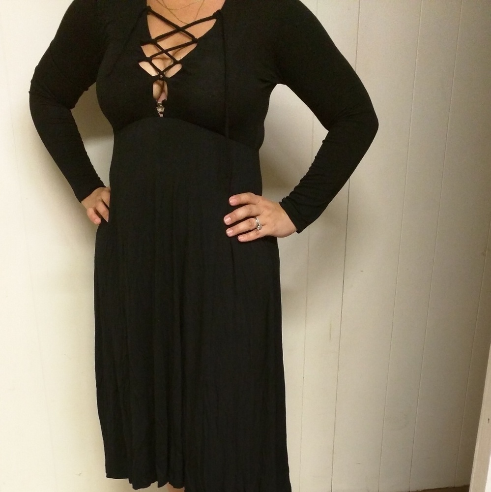 Black lace up dress