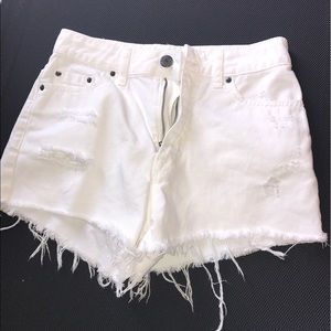 White high rise jean shorts