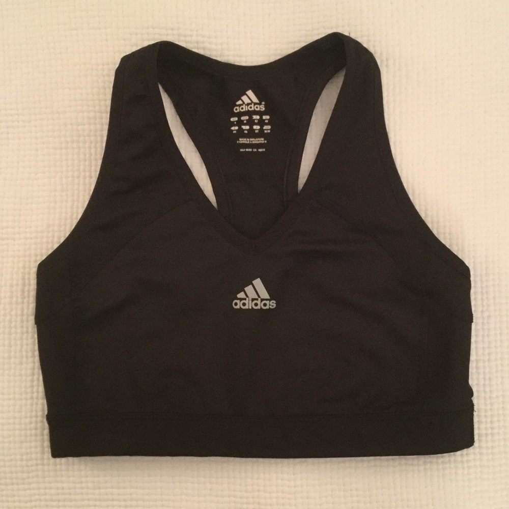 adidas black spandex sports bra size M