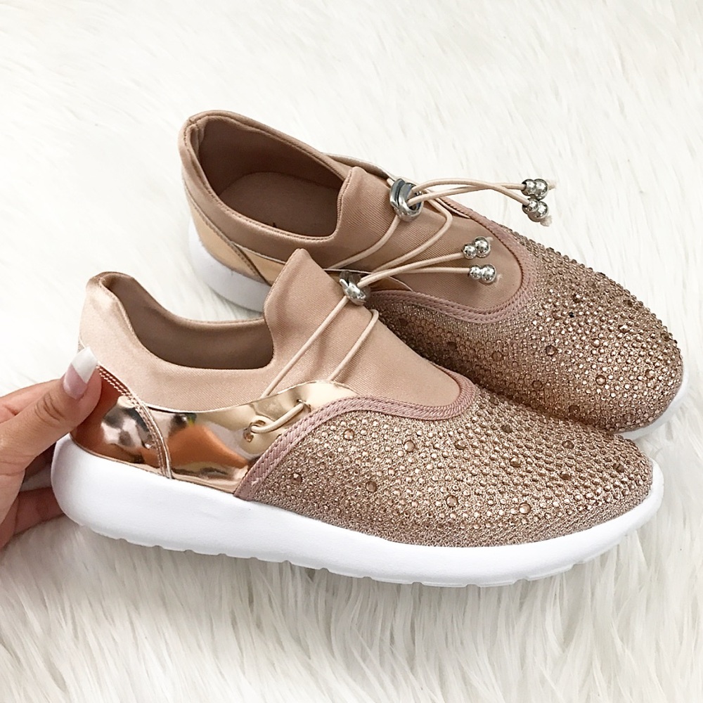 ❗️LAST PAIR❗️Rose Gold bedazzle sneakers - Picture 2 of 6