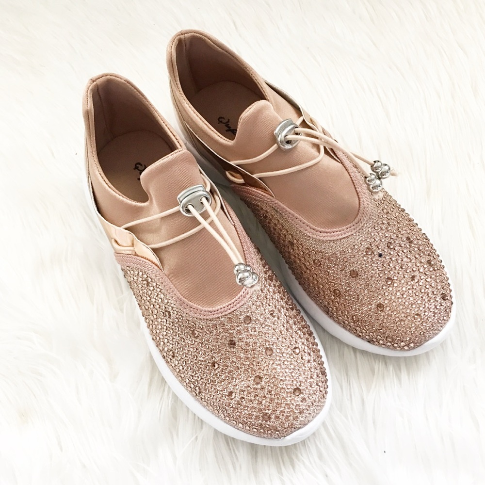 ❗️LAST PAIR❗️Rose Gold bedazzle sneakers - Picture 3 of 6