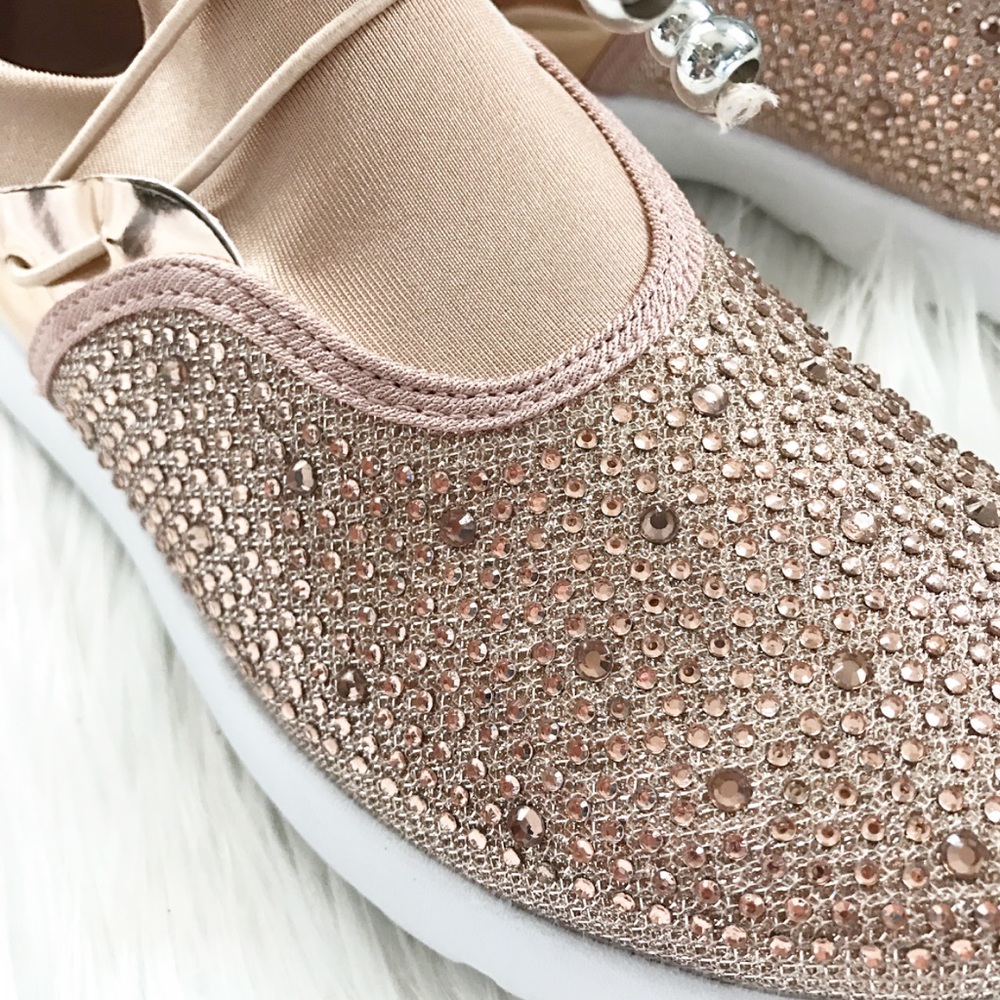 ❗️LAST PAIR❗️Rose Gold bedazzle sneakers - Picture 4 of 6