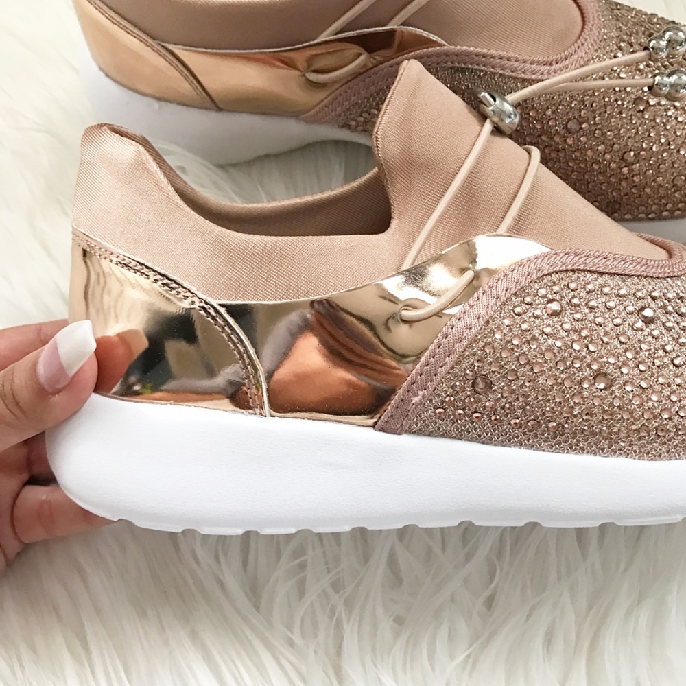 ❗️LAST PAIR❗️Rose Gold bedazzle sneakers - Picture 5 of 6