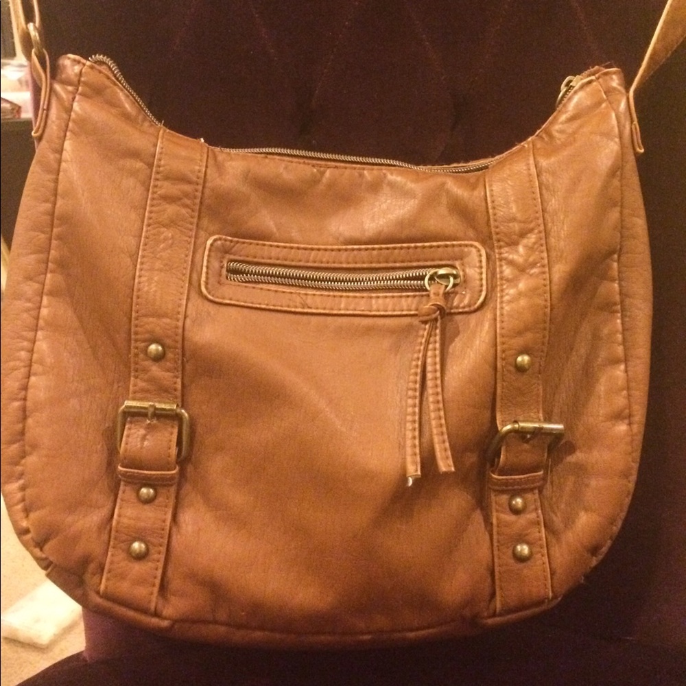 Brown Faux Leather Hobo Crossbody Saddle Bag Purse