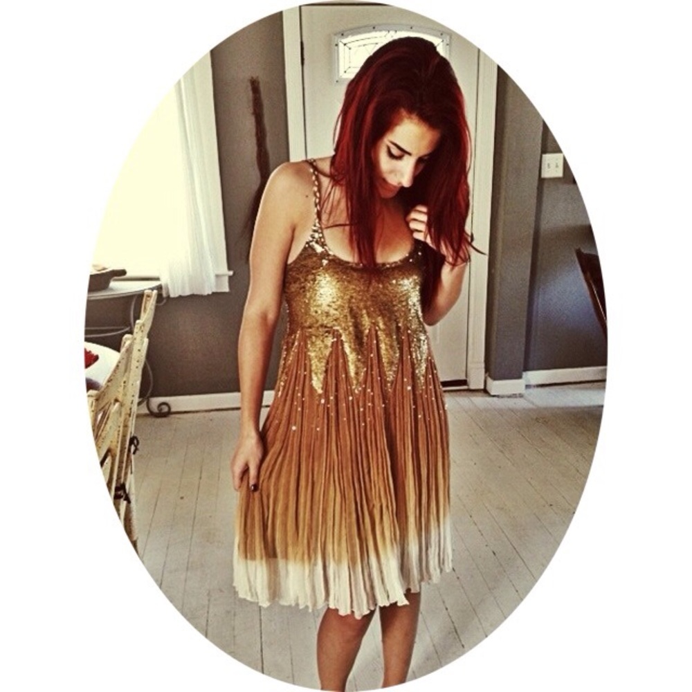 Free People Gold Supernova Dress