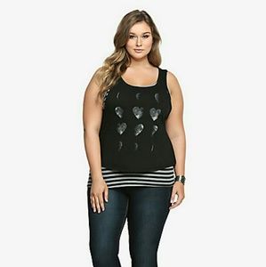 Torrid Double Layer Heart Striped Tank Size 18/20